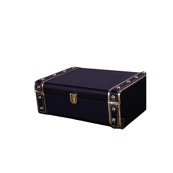 41KYq1S3uCL._SX569_.jpg Jewelry Box Organizer for Women ?Luxury Storage Box , Lockable Display Case for Rings, Necklaces, Watches & Accessories Availabel in Black, Red,Pink,Golde ,White (Black) - Image 1
